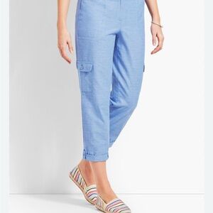 Talbots Light Blue Cargo Pants crop size 16